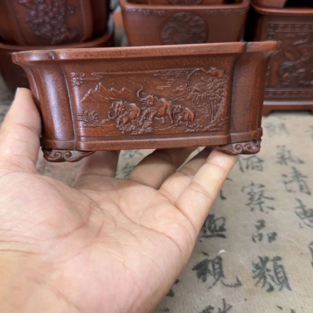 紫砂花盆13.5x9.5x5内经紫砂花盆