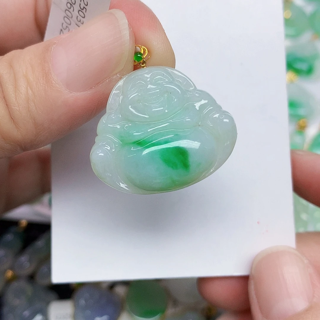 翡翠18K金镶嵌颈饰4677974