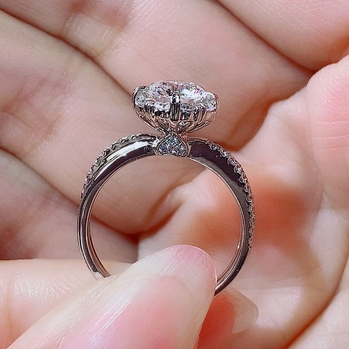 铂Pt950镶嵌实验室培育钻石1克拉爱若星辰戒指