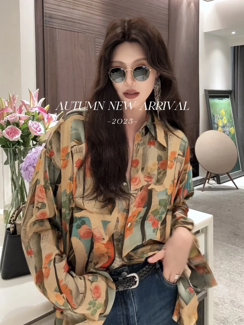 高温妮【时光画布】中古小众设计时尚百搭慵懒廓形衬衫 5e32204
