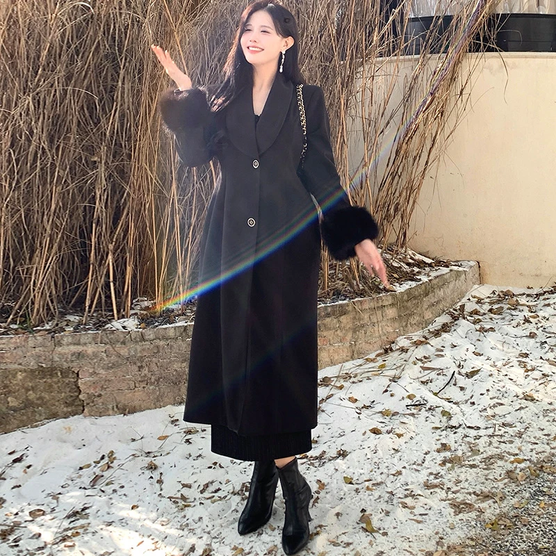 新款【毛呢外套】秋冬设计师修身收腰加厚女装
