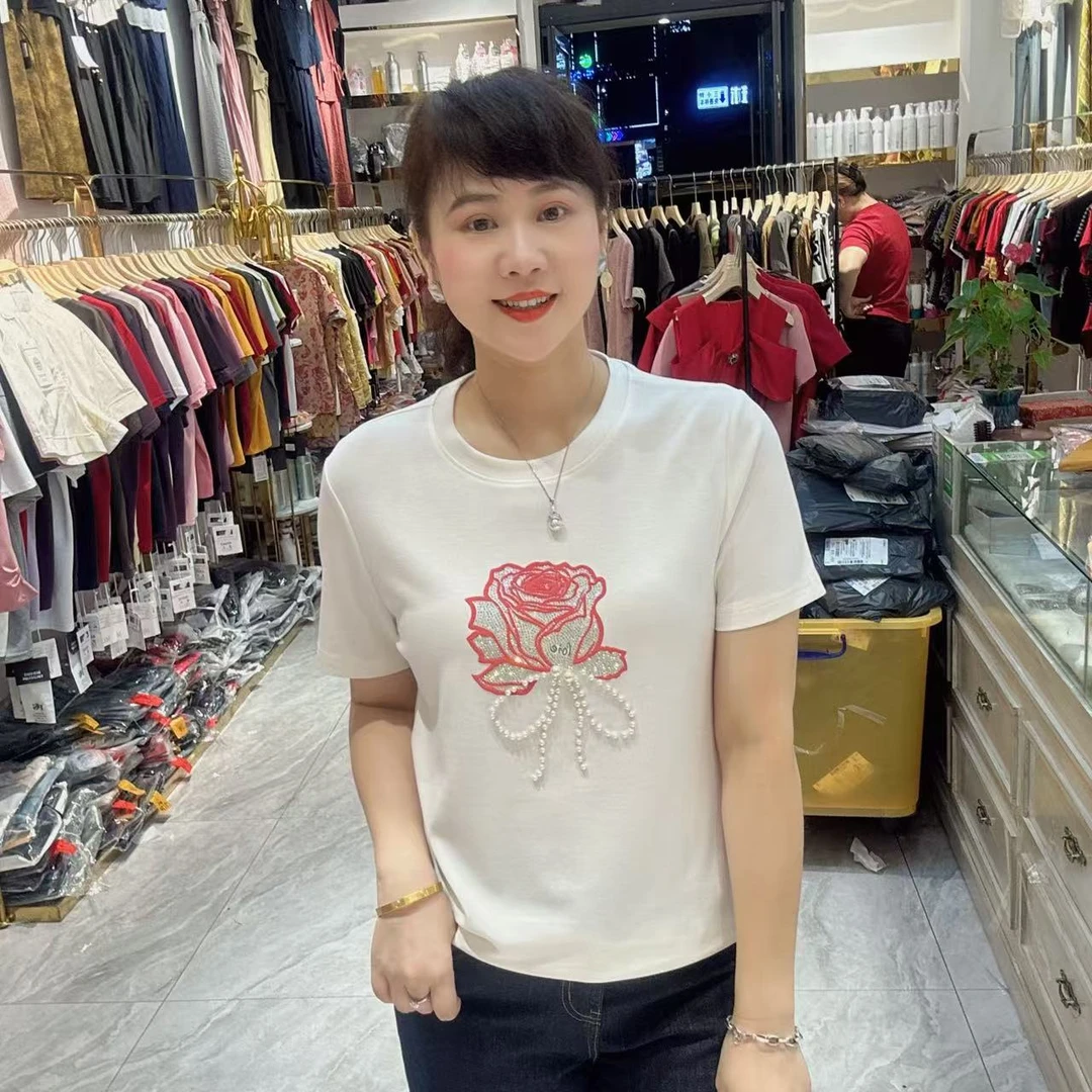 34-1112玫瑰花休闲T恤60长