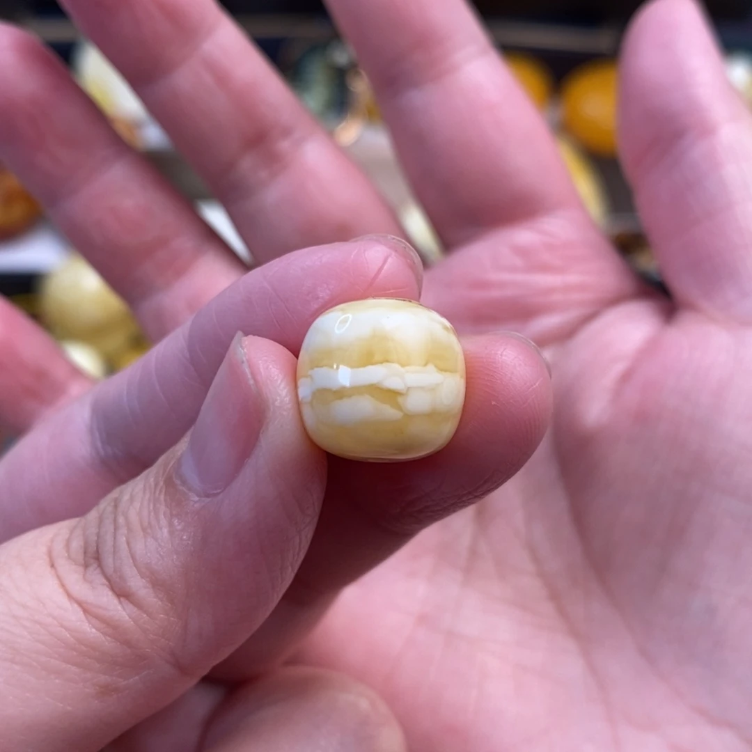 未镶嵌琥珀裸石虎皮纹老型单珠13.8