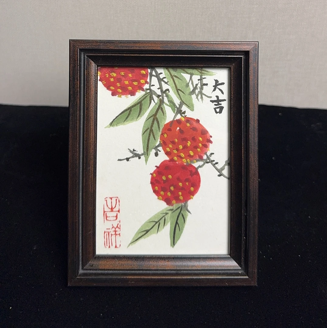 新中式家居装饰用事事如意写意水墨原创国画摆件