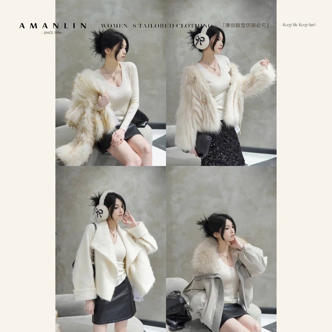 AMANLIN/阿谩琳琥珀流光烫钻U领女冬季羊毛衫Y603202