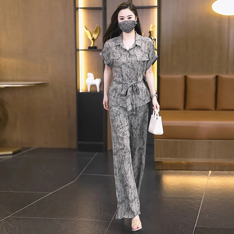 【女神新衣】极简休闲时尚套装气质收腰显瘦时尚阔腿裤套装