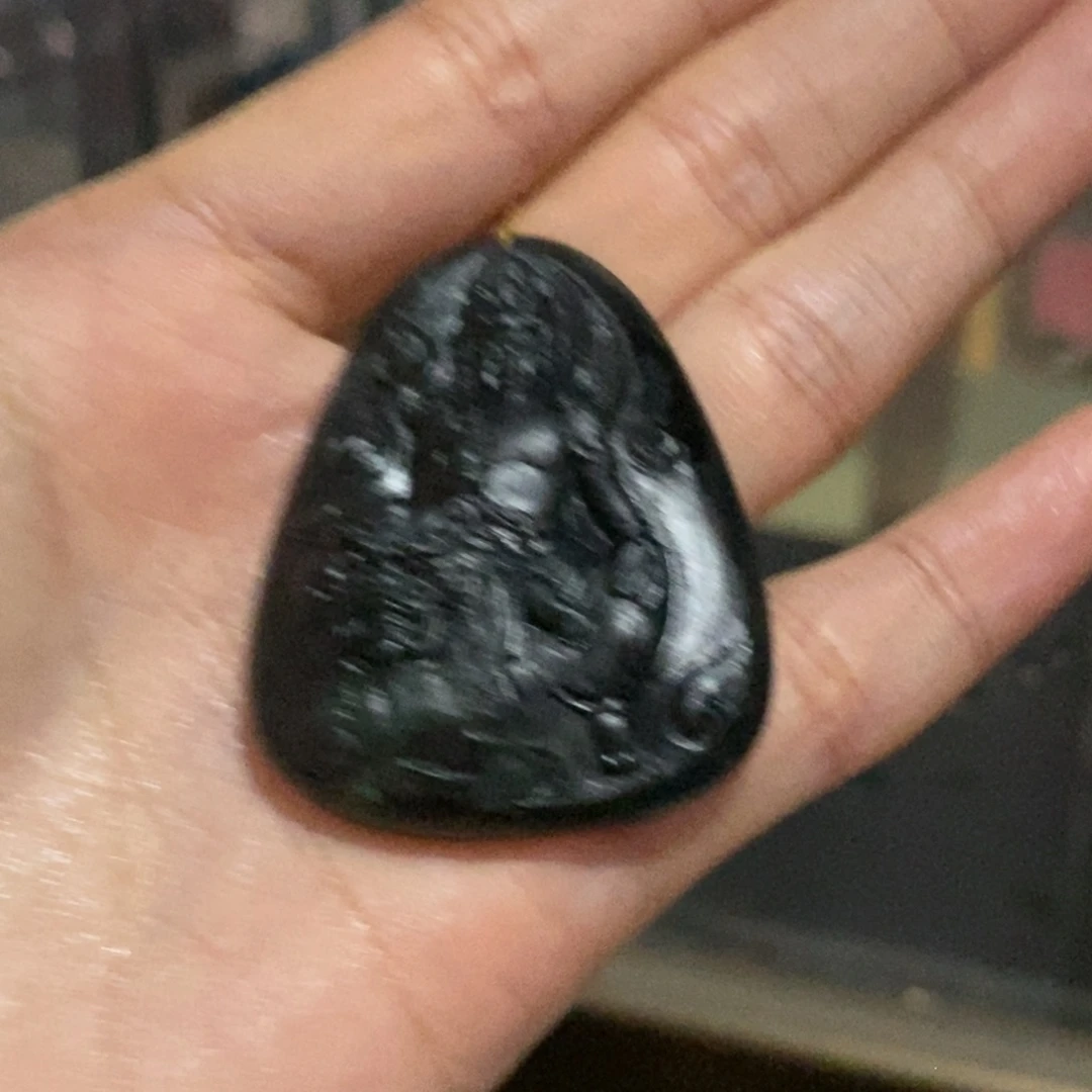 老***氓未镶嵌定制翡翠天然缅甸A货墨翠文殊