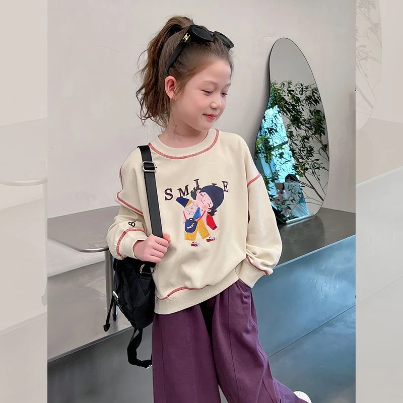 无骨女童长袖卫衣宽松儿童洋气韩版上衣小女孩衣服大童童装