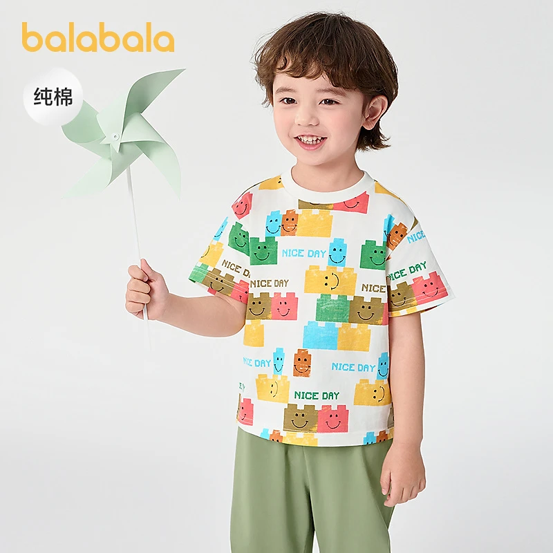 巴拉巴拉童装男童短袖儿童t恤宝宝上衣2025新款夏装纯棉卡通潮酷