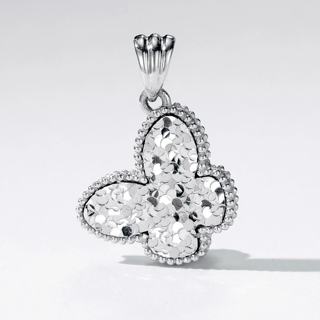 Pt950铂金碎碎冰蝴蝶吊坠镭射时尚百搭铂金闪耀吊坠轻奢白金吊坠