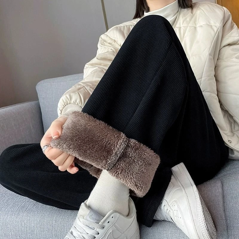 【加厚加绒8】阔腿裤显瘦保暖休闲裤秋冬外穿高腰显瘦宽松直筒裤女