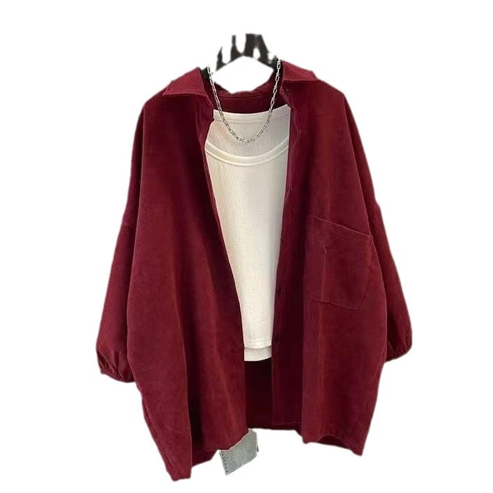 休闲大码衬衫外套女春秋宽松显瘦新款慵懒风外穿开衫衬衣