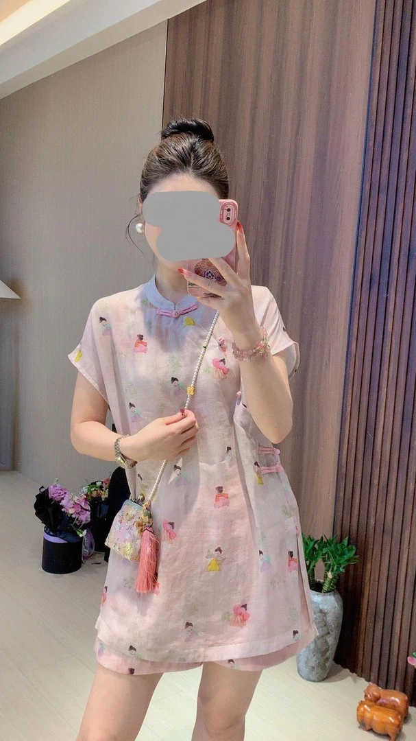 2025超火夏装一整套高级感清冷感禅意新中式国风上衣短裤两件套装