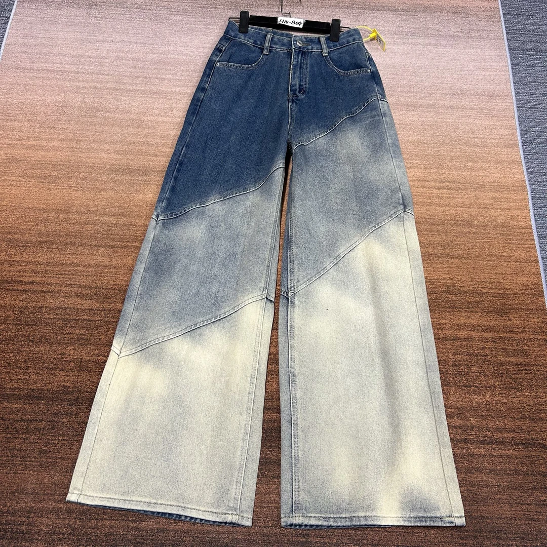 H10-804 高货 蓝色超长渐变设计款超帅阔腿拖地裤 无弹（不换退）