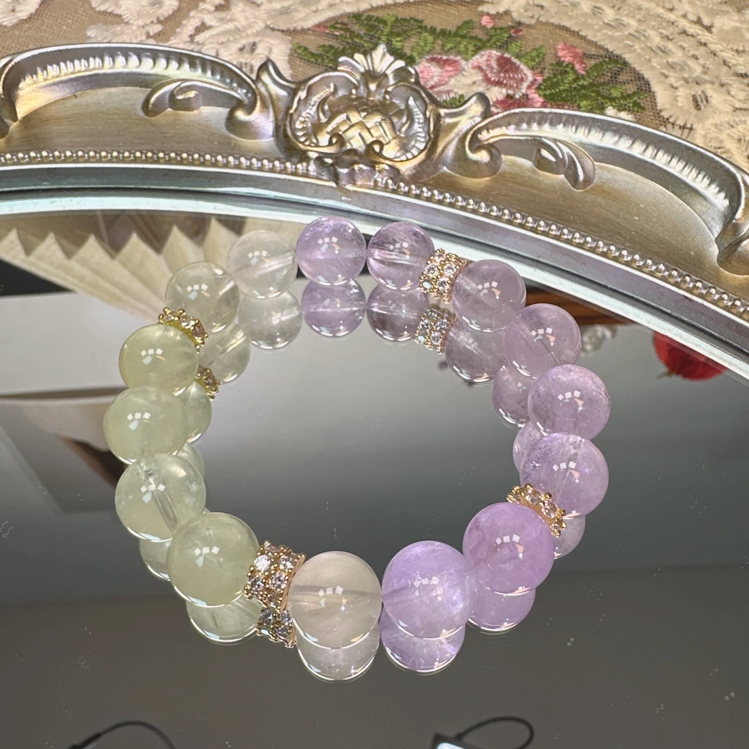 12mm+紫水晶搭配黄水晶手串1492 颜色微差 多样性发一