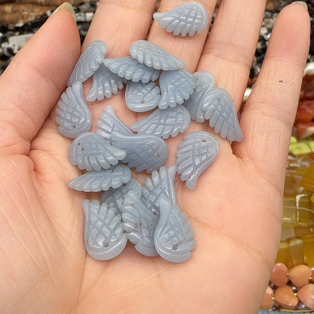 合金玛瑙/玉髓珠宝半成品天使石翅膀2颗