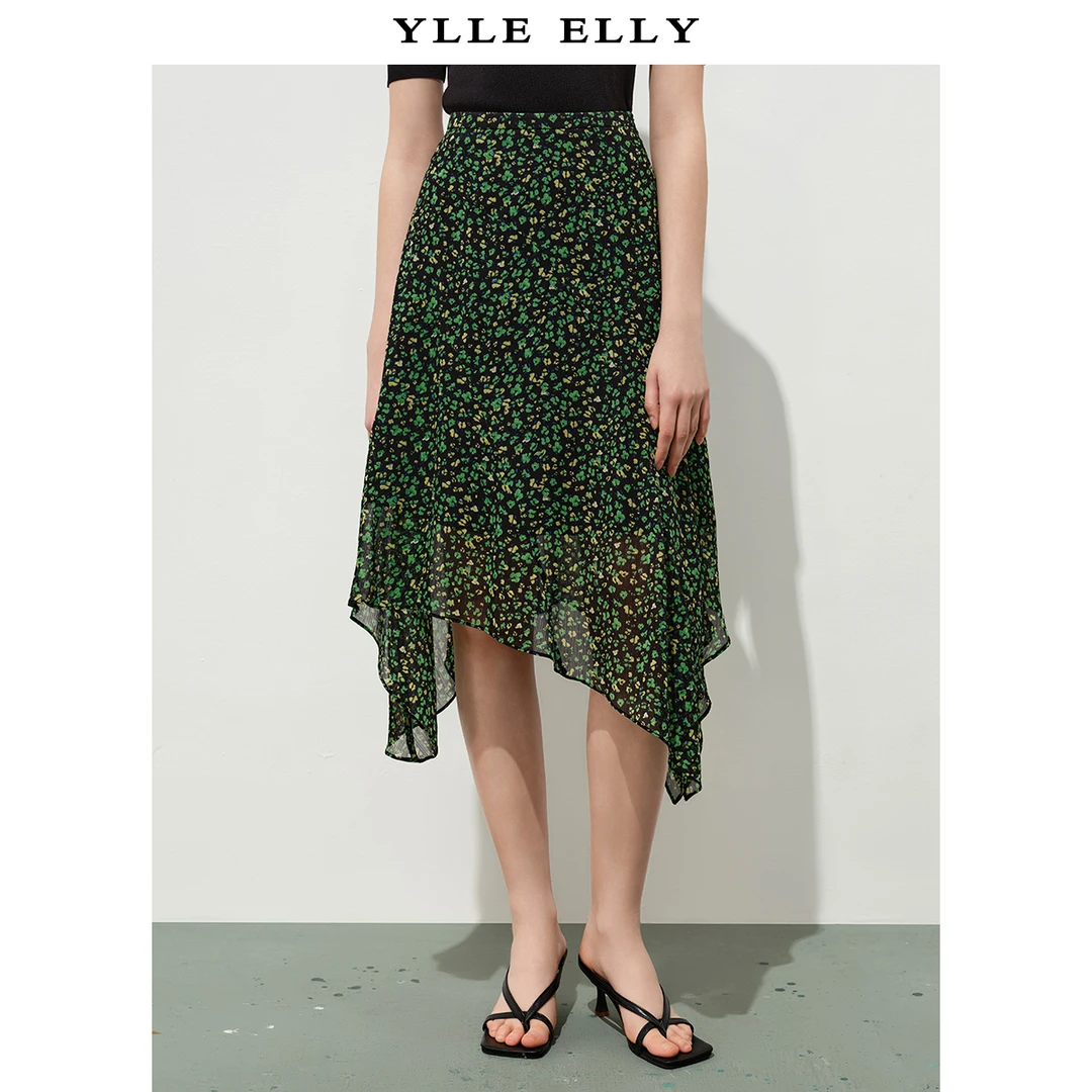 【珊珊专属】复古碎花长裙夏季新款田园风不规则错落裙摆半身裙