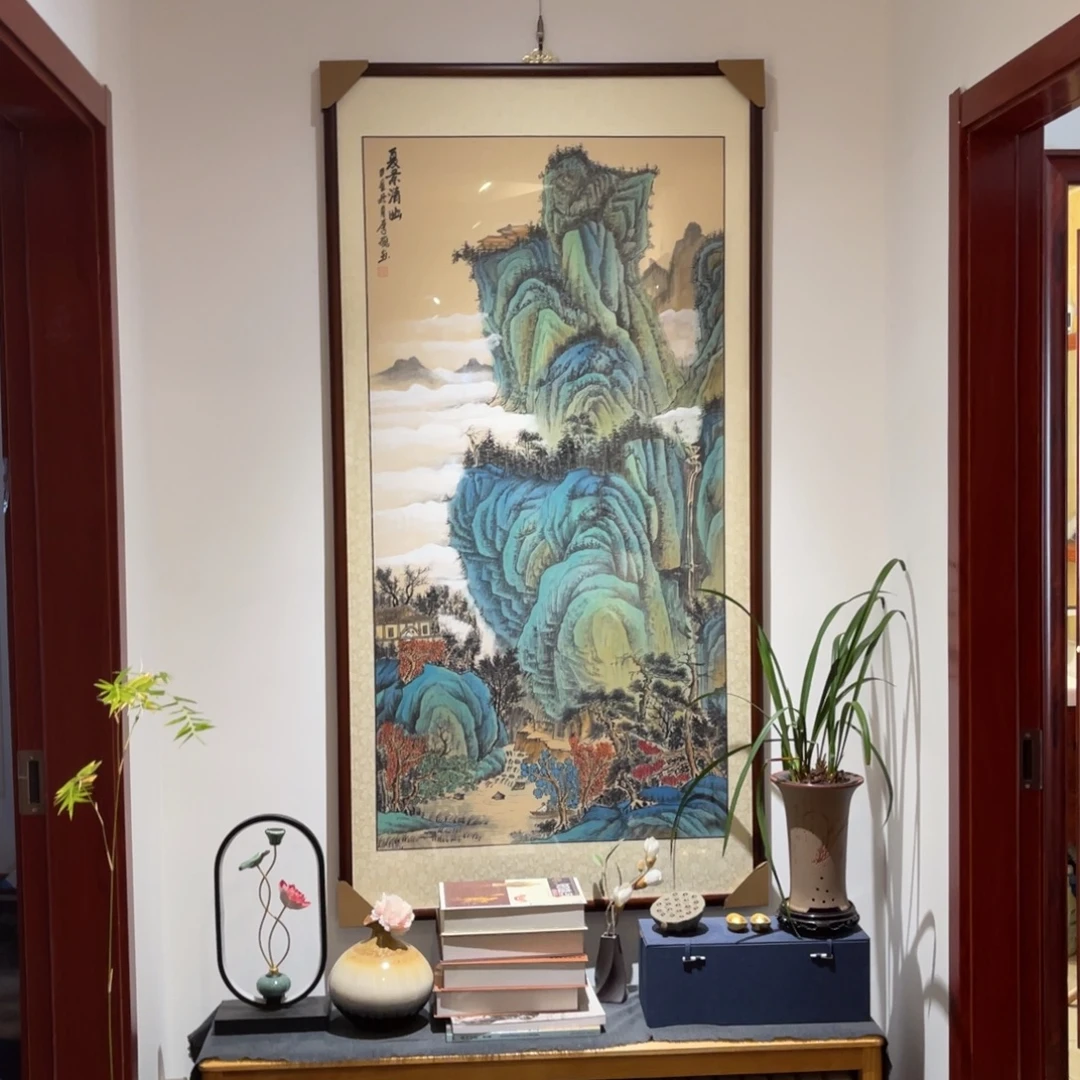国画夏景清幽四尺成品画框