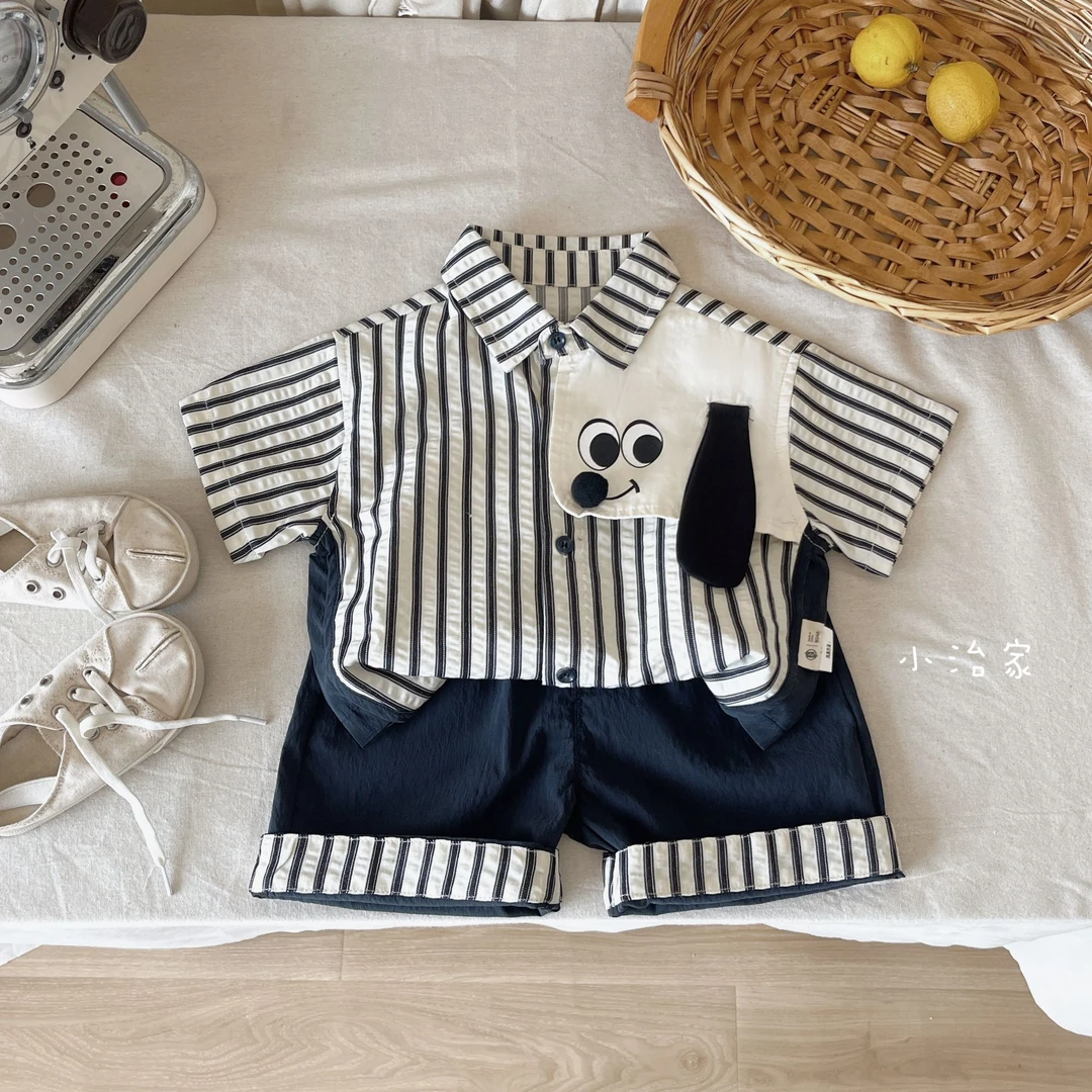 【清版】儿童夏季新款休闲时尚韩版帅气舒适中小童夏款套装 H957
