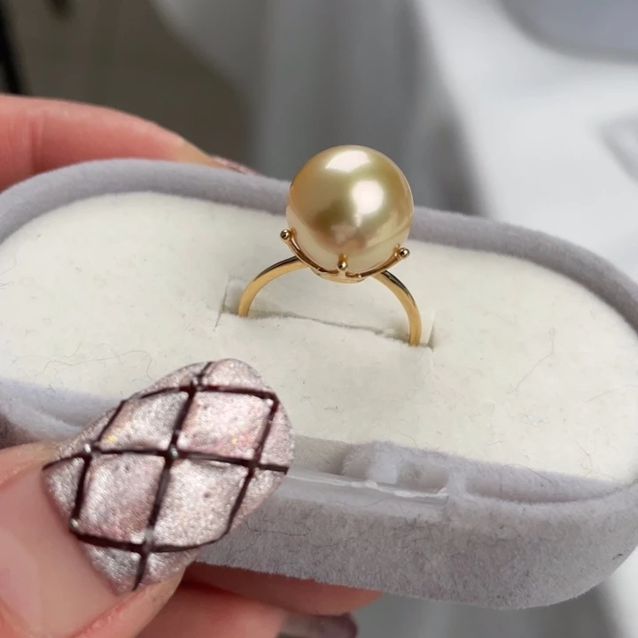 海水珍珠戒圈18K金镶嵌