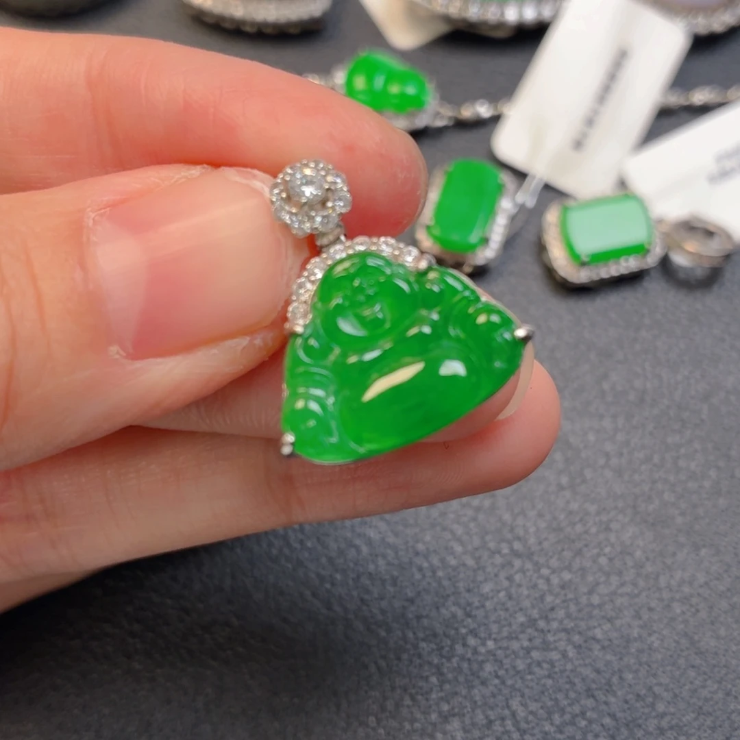 翡翠银S925镶嵌吊坠(不含链)