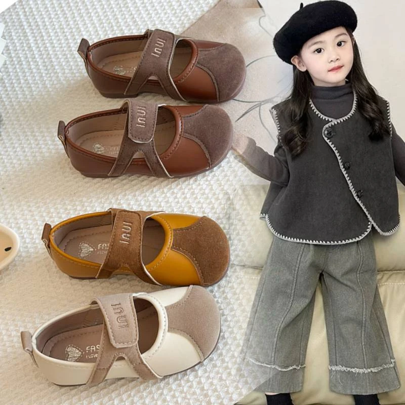 女童皮鞋2025春秋新款森系皮鞋复古勃肯儿童公主鞋瓢鞋女宝豆豆鞋