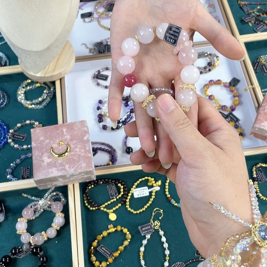 水晶手链银S925镀金镶嵌