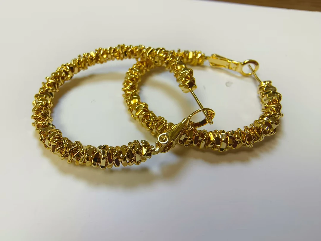 铜合金耳饰 独特设计女金色商务/OL欧美耳环珠宝饰品百搭耳包