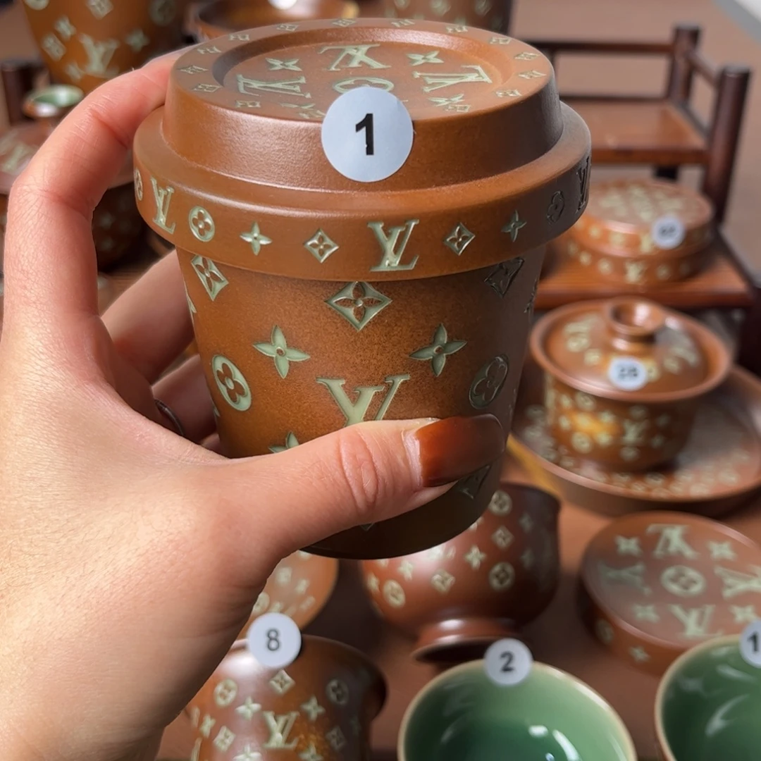 草木灰老花咖啡杯