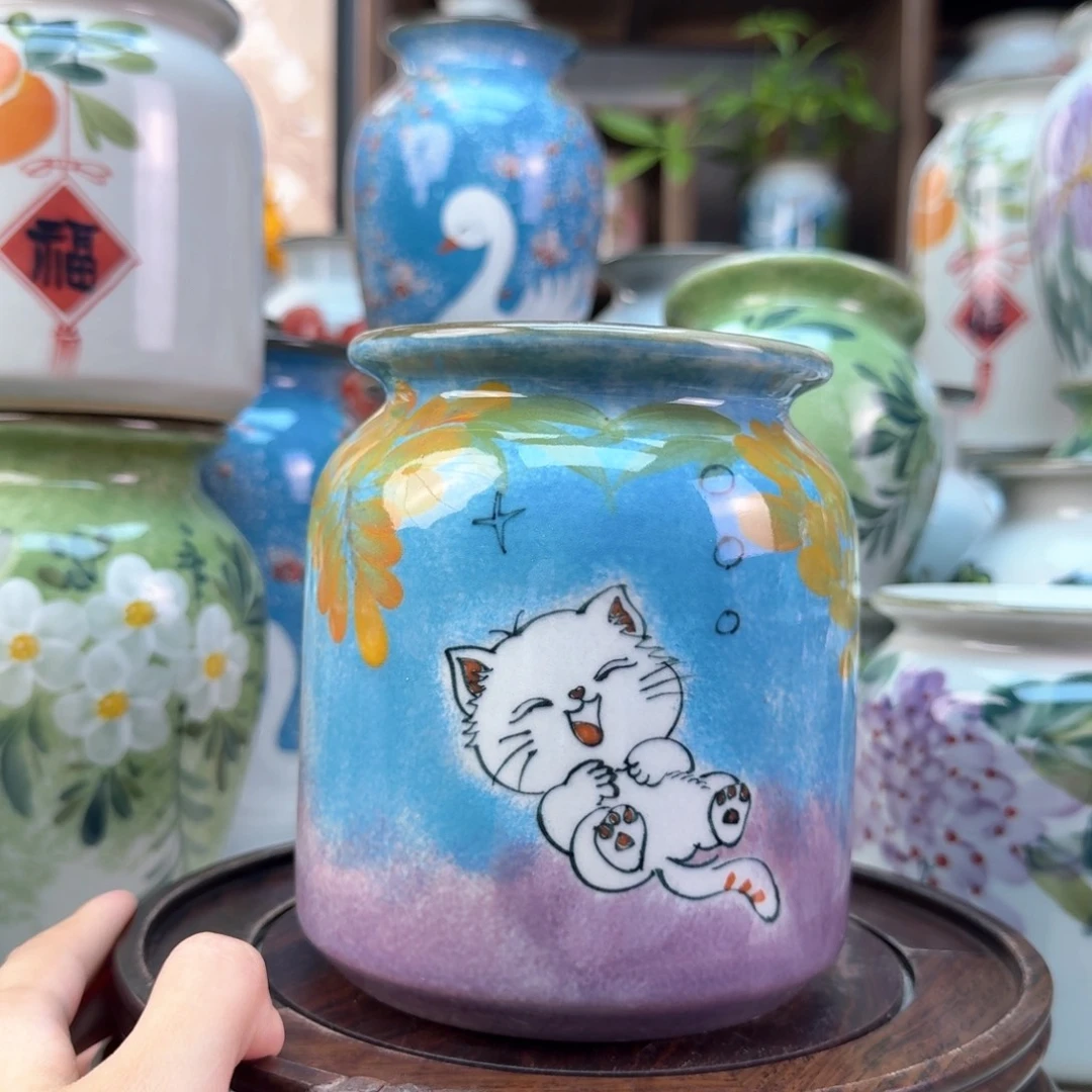 景德镇陶瓷手绘花瓶无孔