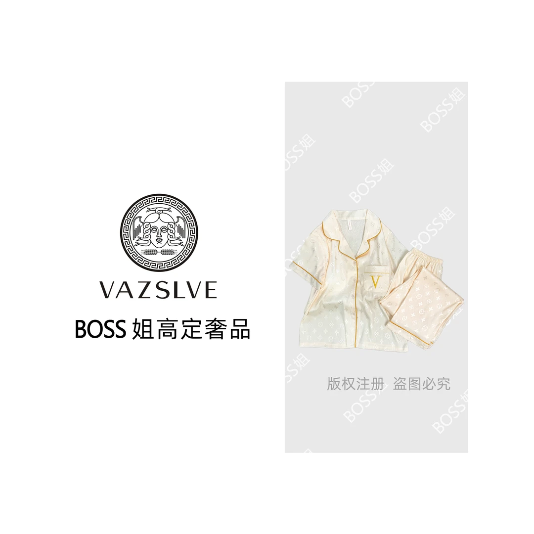 【VAZSLVE/全新奢品】捡漏 夏季女士冰丝短袖短裤家居服三件套253-3