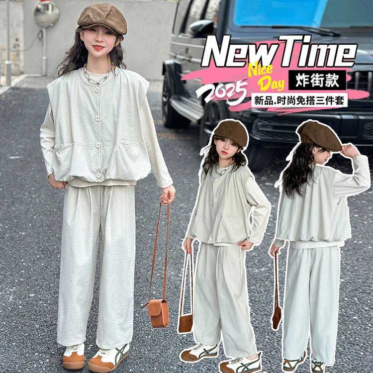 女休闲风女童韩版常规春秋套装运动网红时髦春季中大童时尚儿童