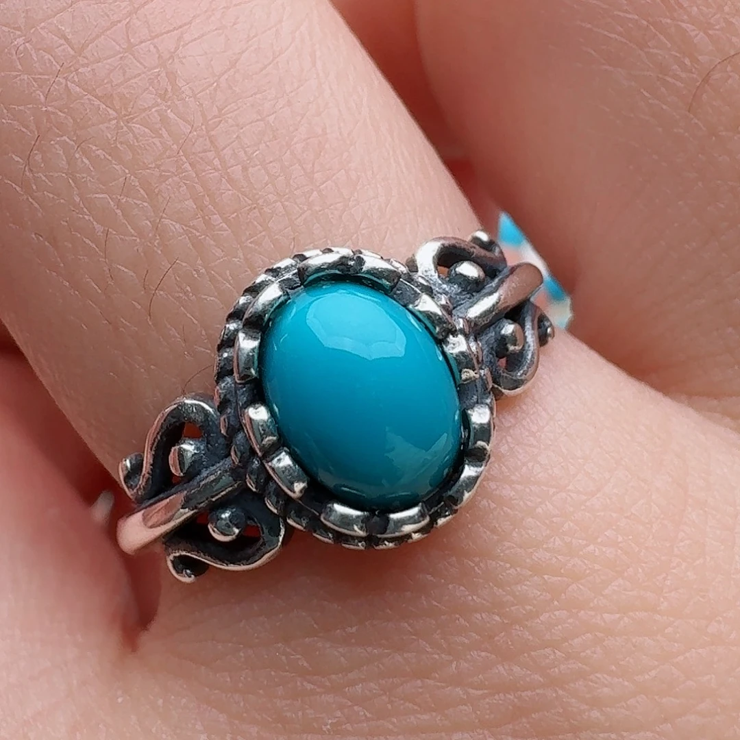 绿松石银S925镶嵌戒指