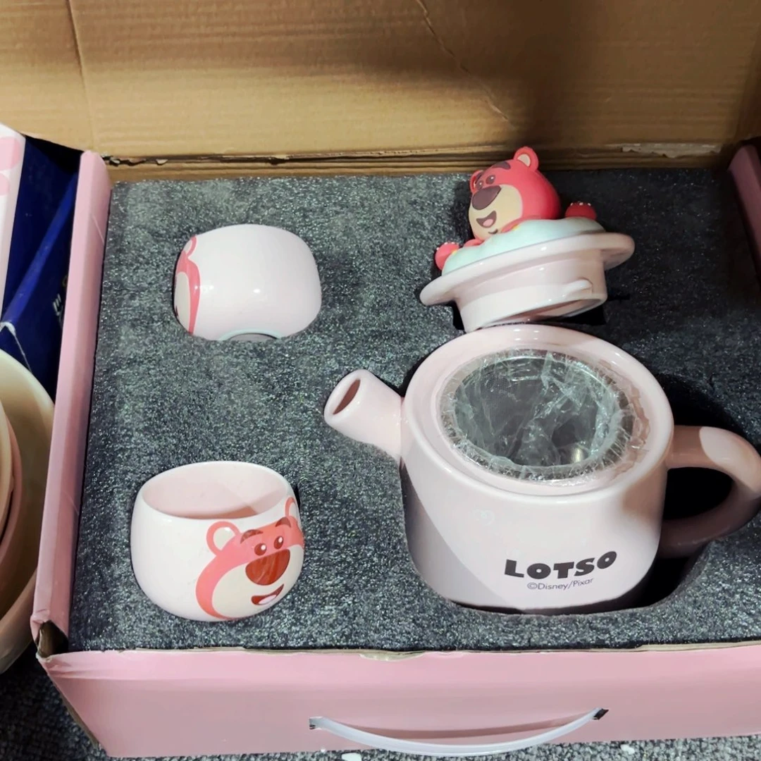 陶瓷草莓熊茶具三件套礼盒装