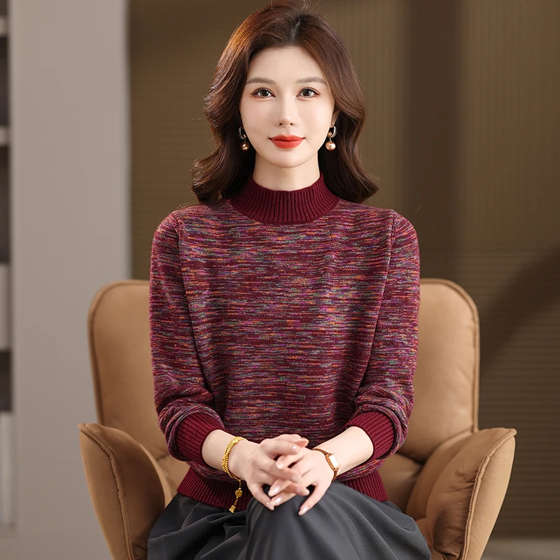 半高领针织衫保暖套头毛衣2025新款秋冬上衣女宽松休闲洋气