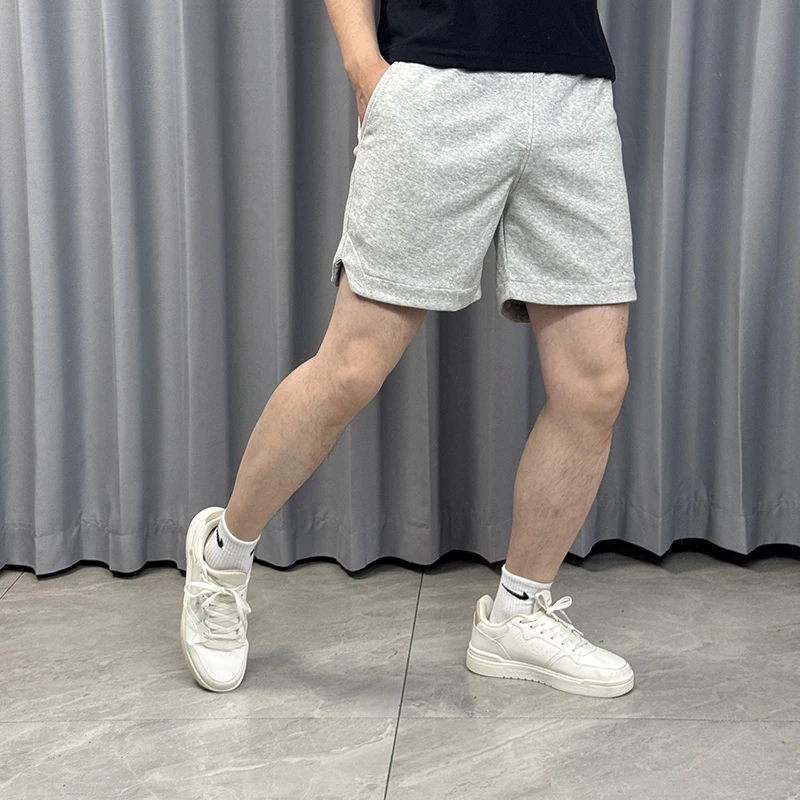 高级针织纯棉开衩运动短裤男士三分裤跑步健身3分裤时尚运动裤潮