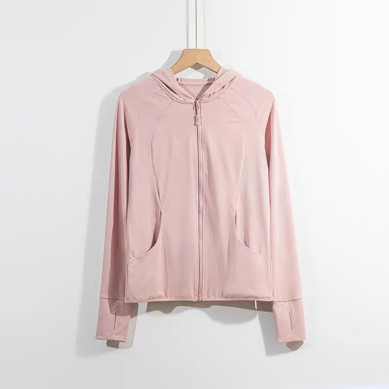 锦纶原纱冰丝凉感瑜伽外套修身款防晒衣女夏季防紫外线透气-826