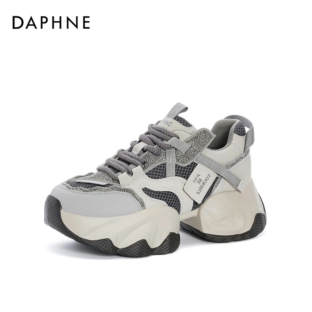 达芙妮2025年蛇年新款水钻厚底老爹鞋小个子增高炸街百搭休闲鞋