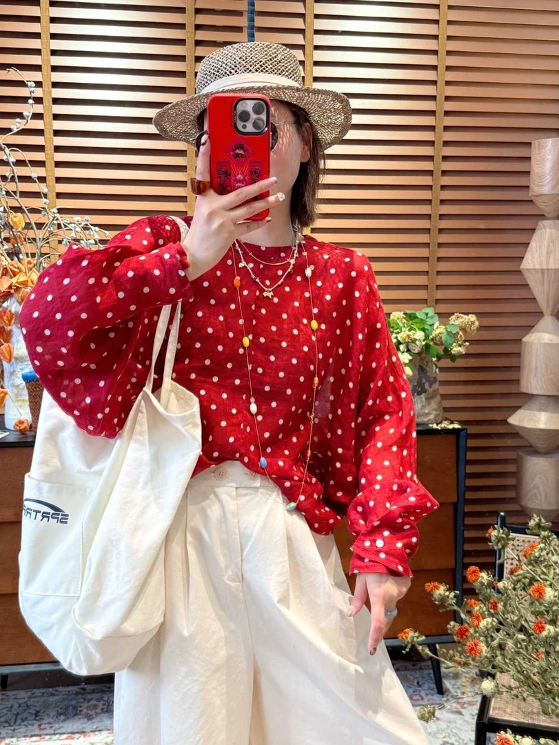 XMM.《100苎麻喇叭袖》夏季休闲时尚潮流洋气百搭舒适透气HZ6008201