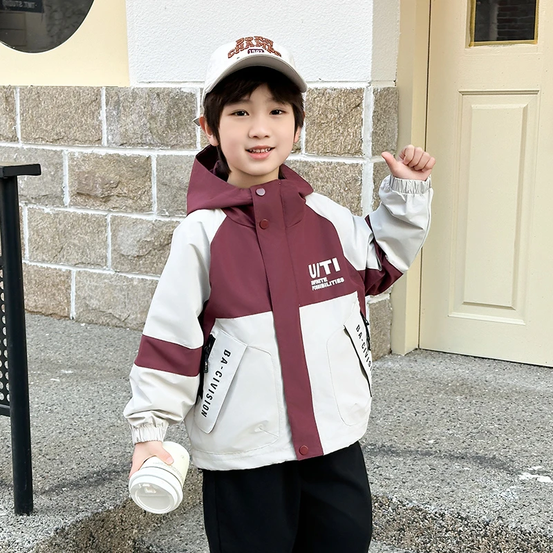 男童春秋外套2025新款中大童洋气时尚拼色上衣儿童春装痞帅炸街潮