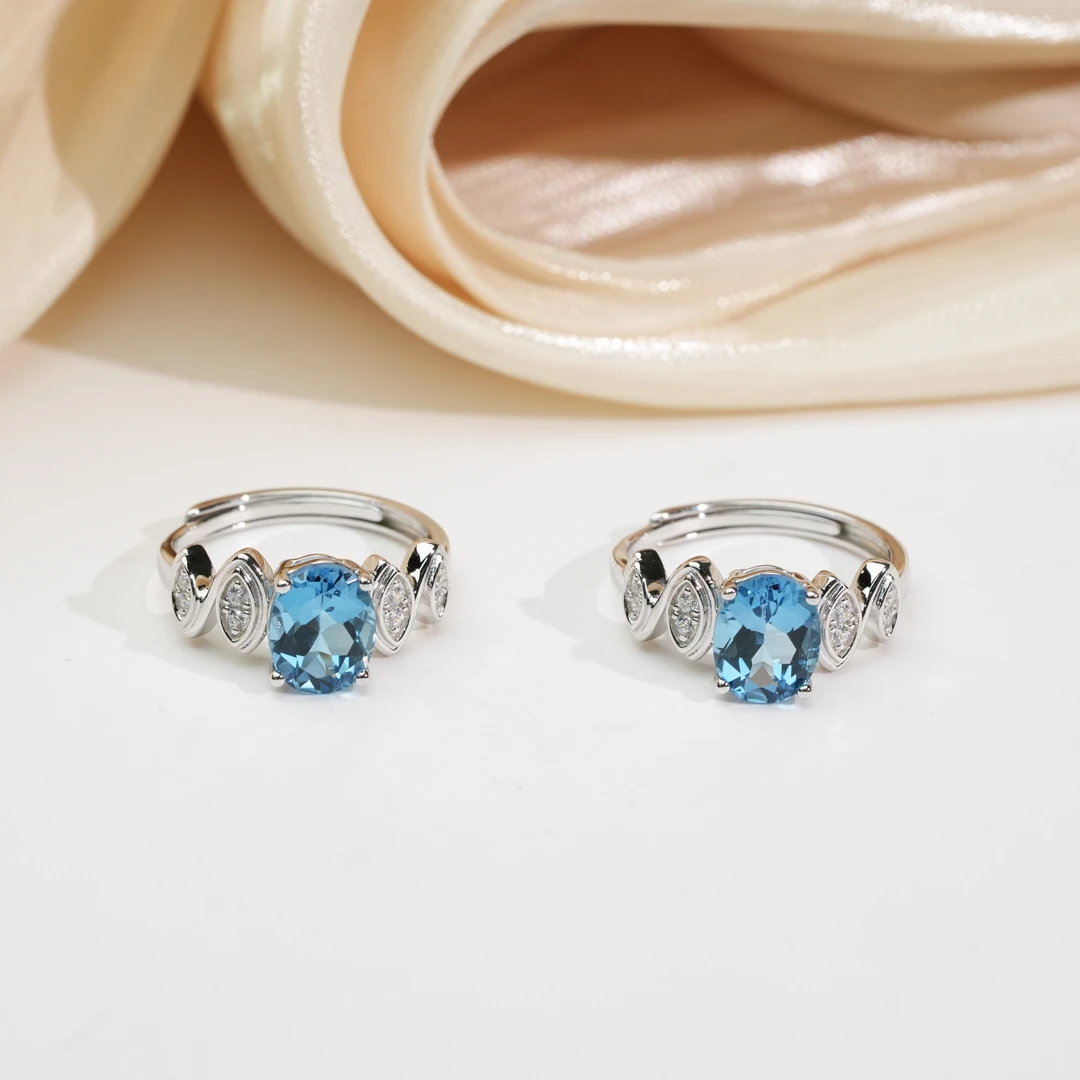 【小北珠宝】S925银托帕石戒指约7*9mm【多样性发一件】28-WH161X484