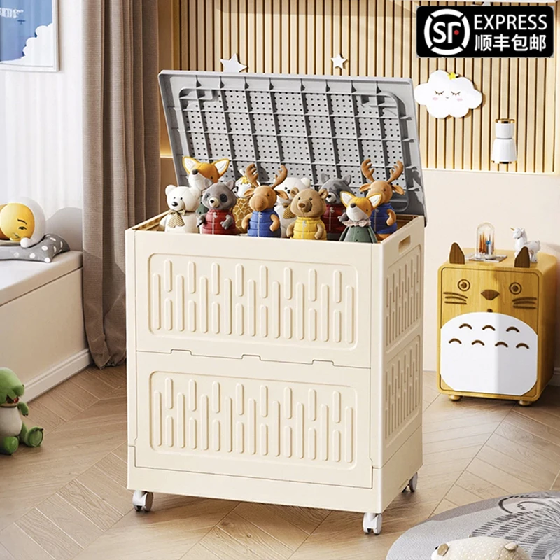 安家日记收纳箱大容量超大家用翻盖带滑轮可折叠衣物整储物柜