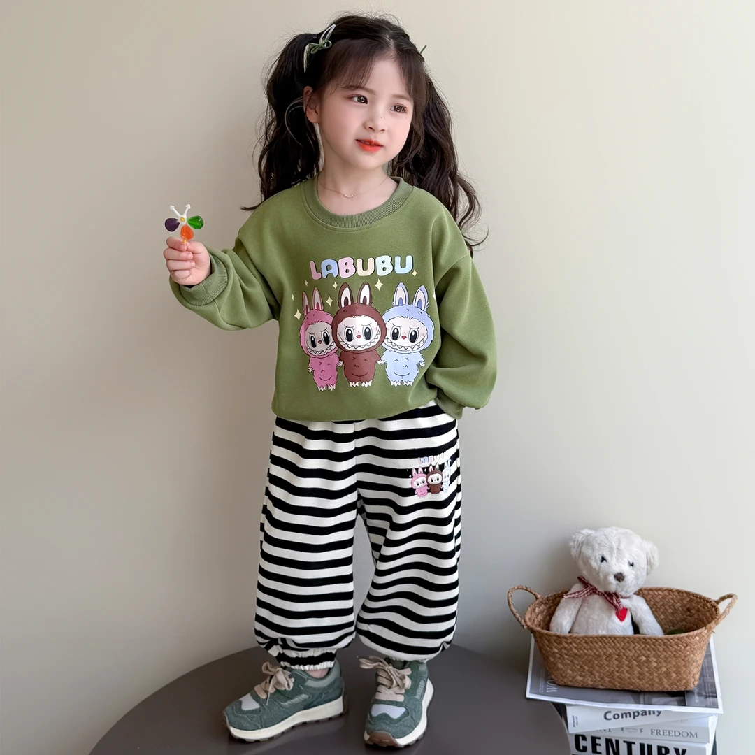 女童拉布布套装洋气儿童春秋装新款女宝宝休闲卫衣两件套小女孩潮