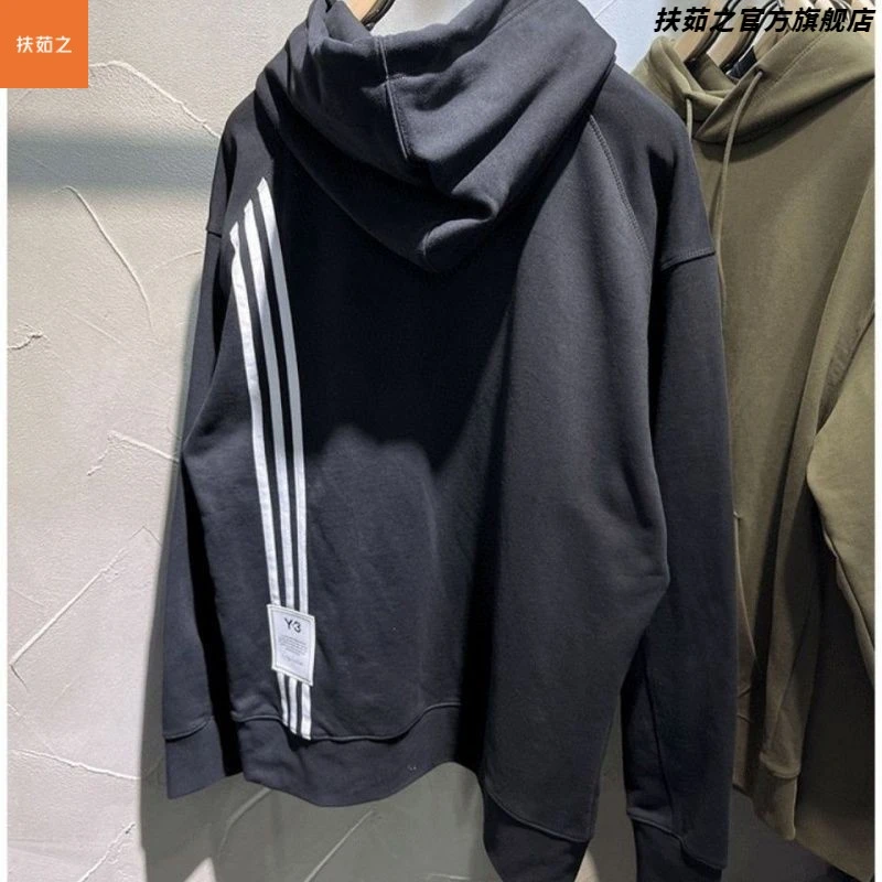 品质秋冬连帽上衣衫宽松情侣2025新品背面三竖条卫衣男连帽套头