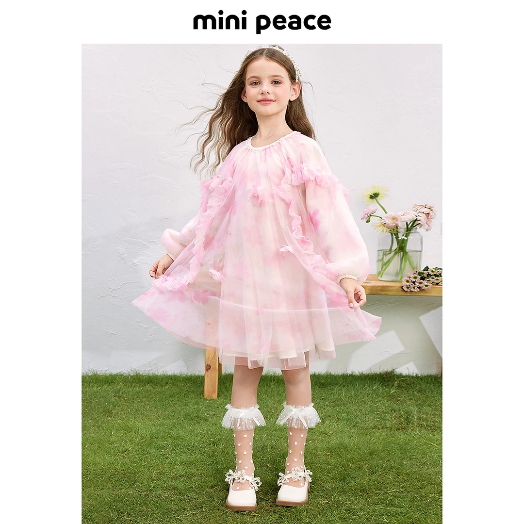 【公主系列】MINIPEACE太平鸟童装女童裙子长袖碎花连衣裙儿童