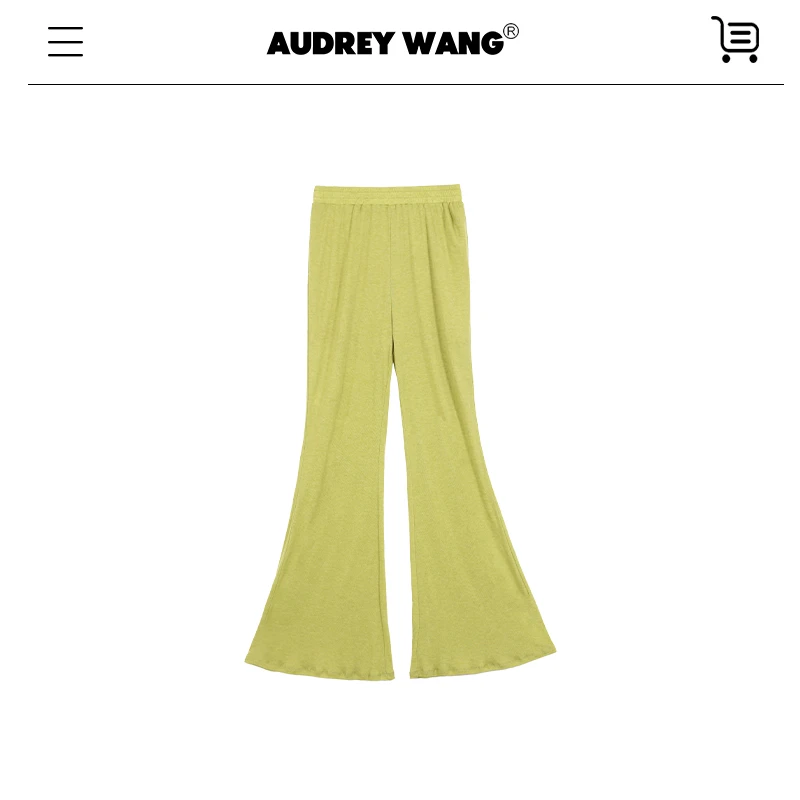 AUDREYWANG裸肤感兰精天丝美丽诺羊毛宽松喇叭裤12153