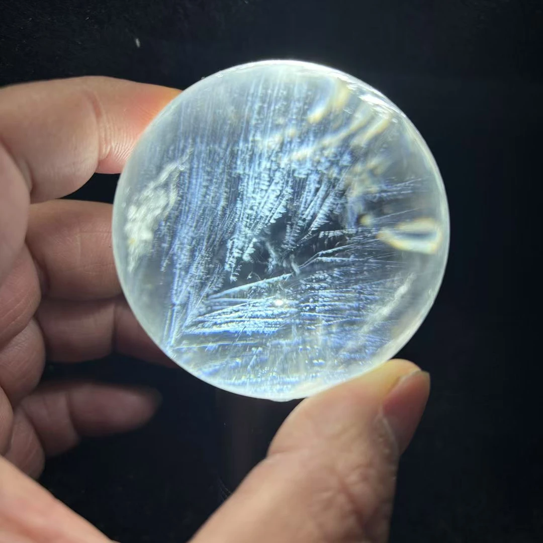 天然白水晶蓝针球 满针 天使的羽毛 晶体通透 直径5.5㎝