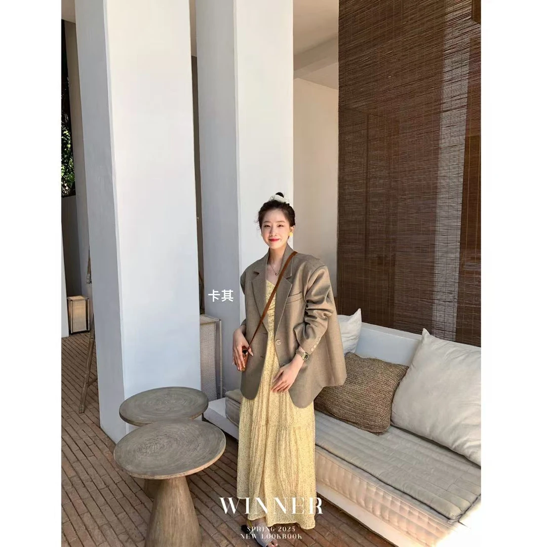 韩版复古气质宽松西装外套6639 衣长72西装外套（有垫肩）