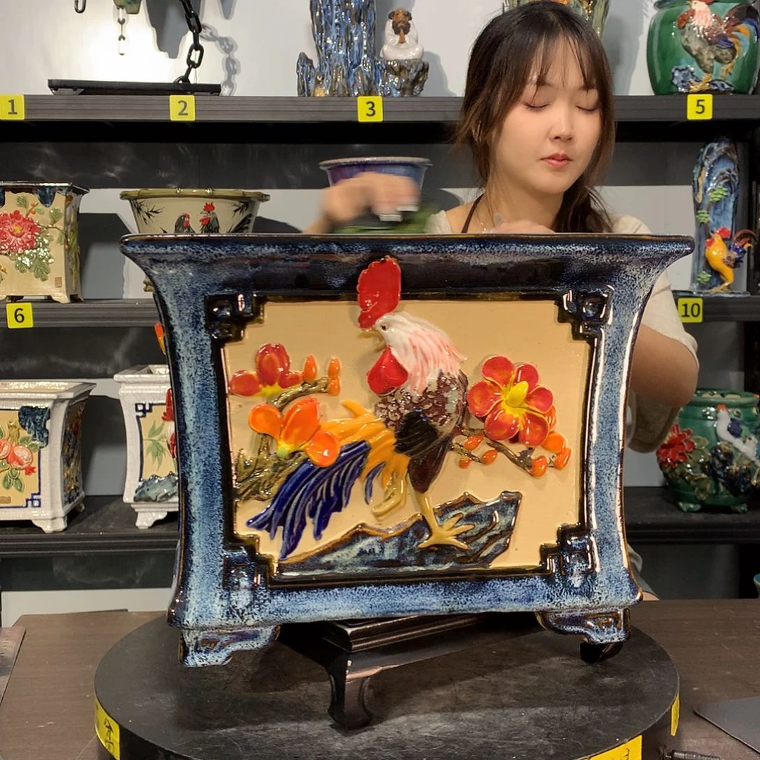 鲨***鲨高温烧制石湾盆花盆