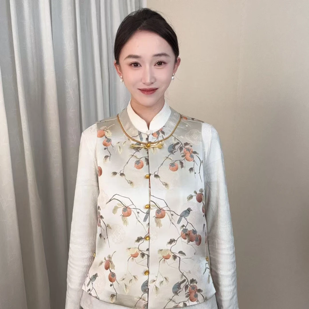 【柿柿如意】2024新款新中式国风织金宋锦马甲LQ-156